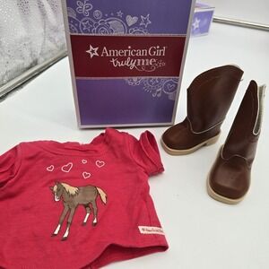 American Girl Doll Western Riding Outfit Shirt And Western Boots
